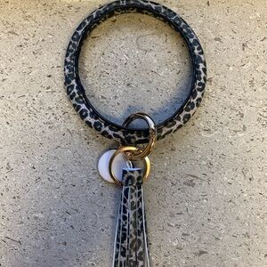 Tassel Leopard Print Keychain Bracelet with Charm